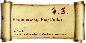Hrabovszky Boglárka névjegykártya